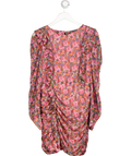 ZARA Pink Floral Ruched Long Sleeve Mini Dress UK M