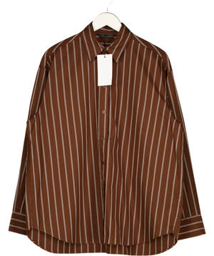 ZARA Brown Striped Oversize Poplin Shirt UK S
