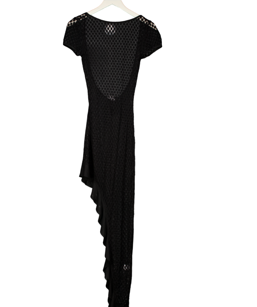 SUPERDOWN Black Spot Mesh Asymmetric Maxi Dress UK S