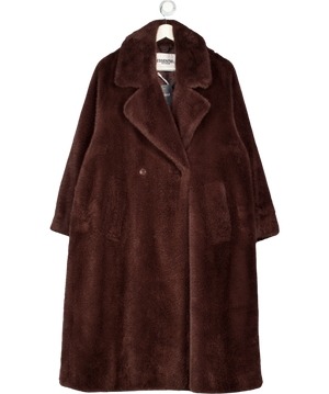 ESSENTIEL ANTWERP Dark Brown Oversize Faux Fur Coat UK XS