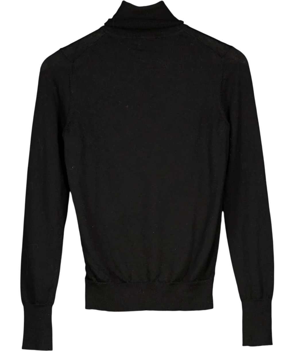 Uniqlo Black Extra Warm Cashmere Blend Turtleneck T-shirt UK 10
