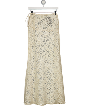 GOING SOMEWHERE Cheri Crochet Skirt In Vanilla Cream UK 8