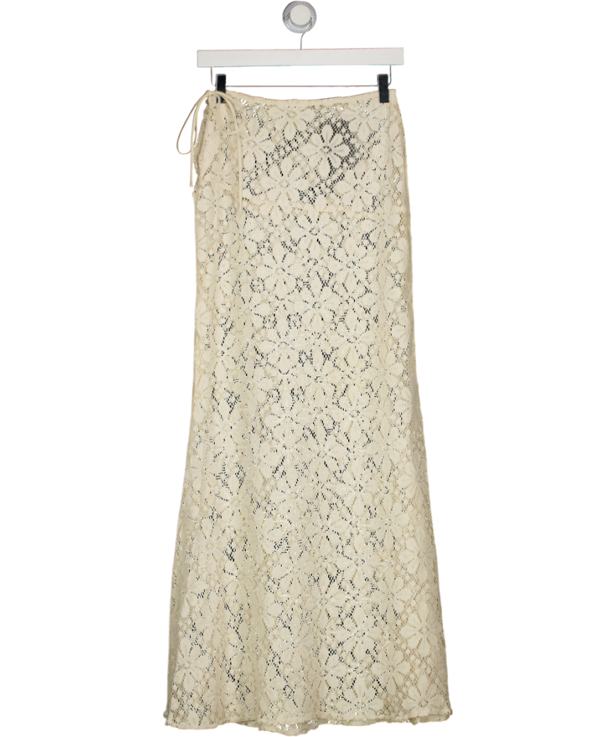 GOING SOMEWHERE Cheri Crochet Skirt In Vanilla Cream UK 8