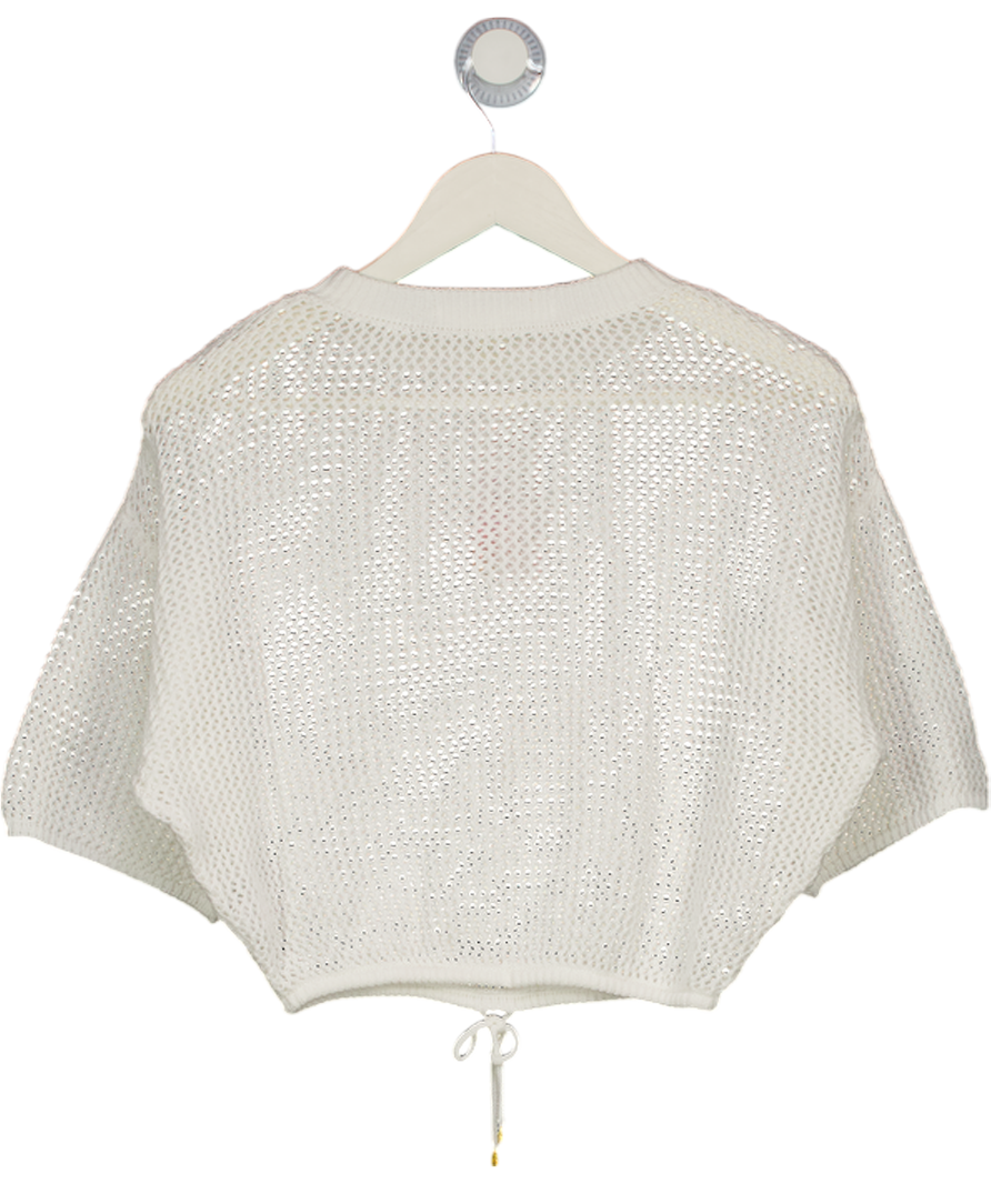 RIVER ISLAND Ivory White Crochet Tie Waist Beach Top UK S