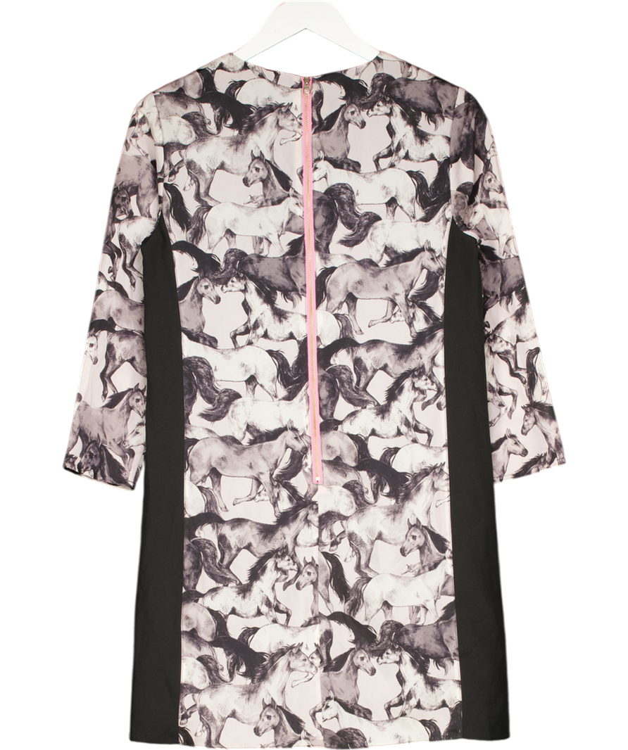 Ted Baker Grey Satin Print Dress - Jorie Wild Horses Sz2 UK 10