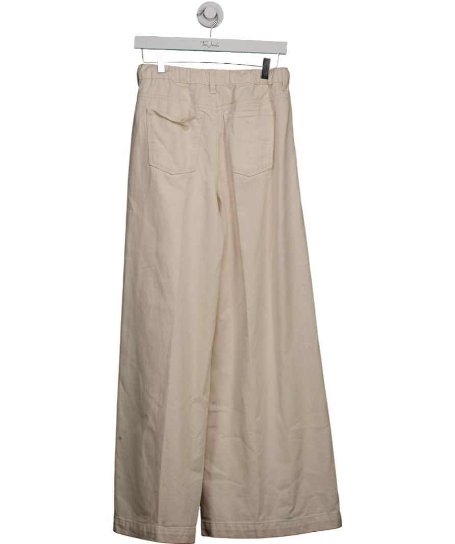 M&S Cream Palazzo Drawstring Jeans - Long Length UK 8