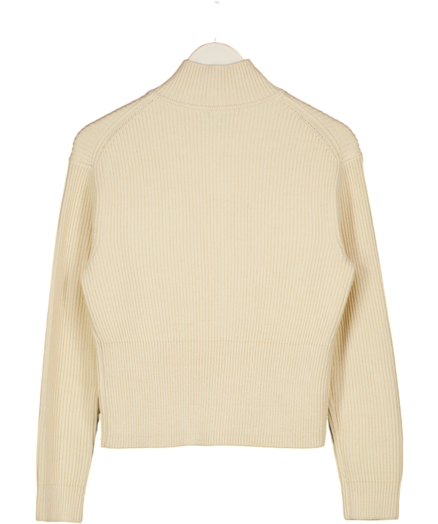 M&S Cream Cotton - Rich Relaxed Relaxed Cardigan UK XS