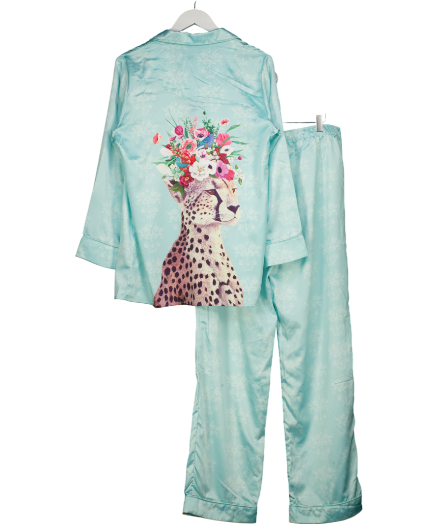 Olivia Hapton Blue Snow Leopard Pyjama Set UK M
