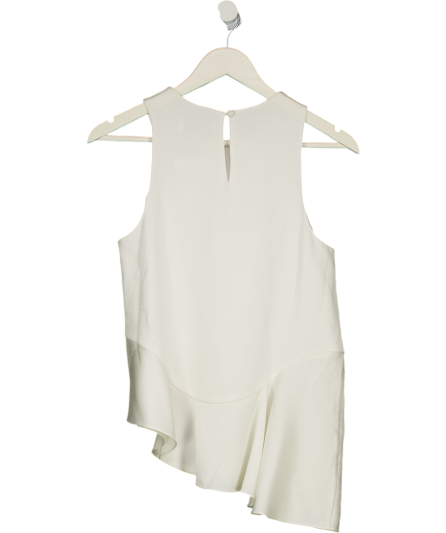 Elizabeth and James White Ee97 Lola Asymmetric Peplum Blouse UK XS