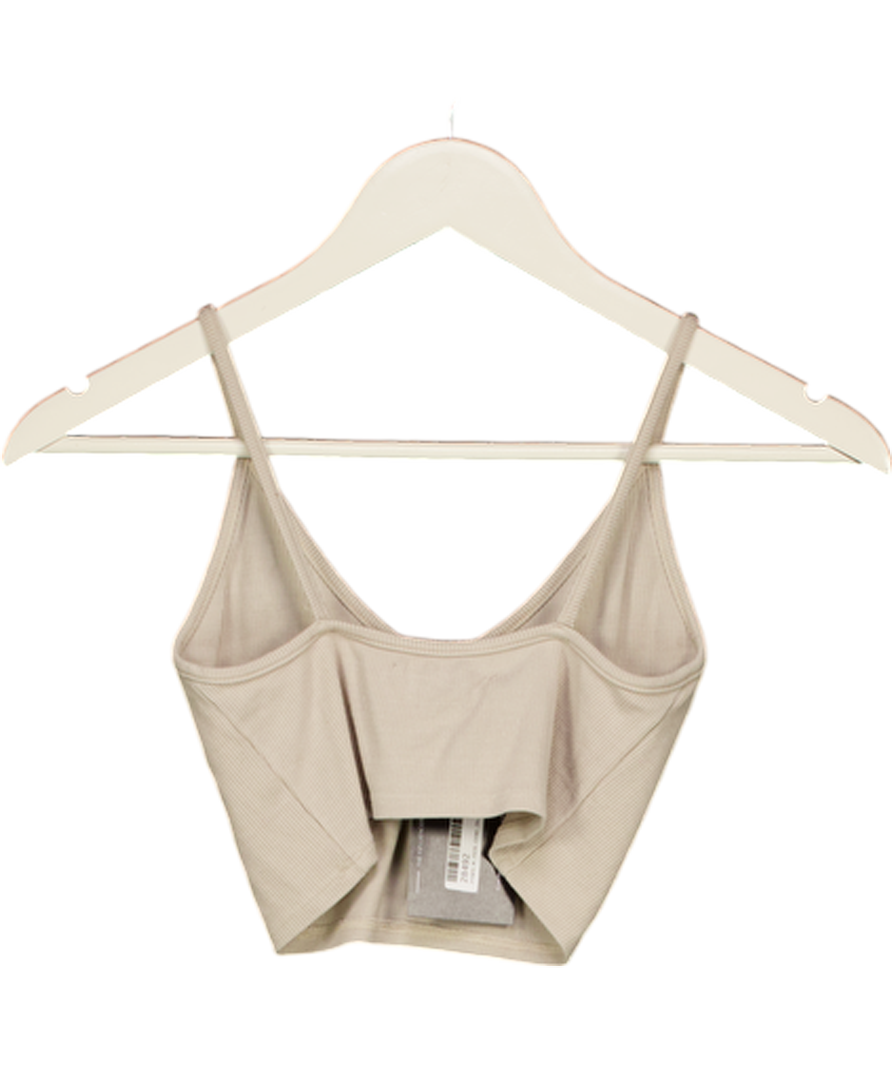JOAH BROWN Beige Ribbed Crop Top UK XS/S