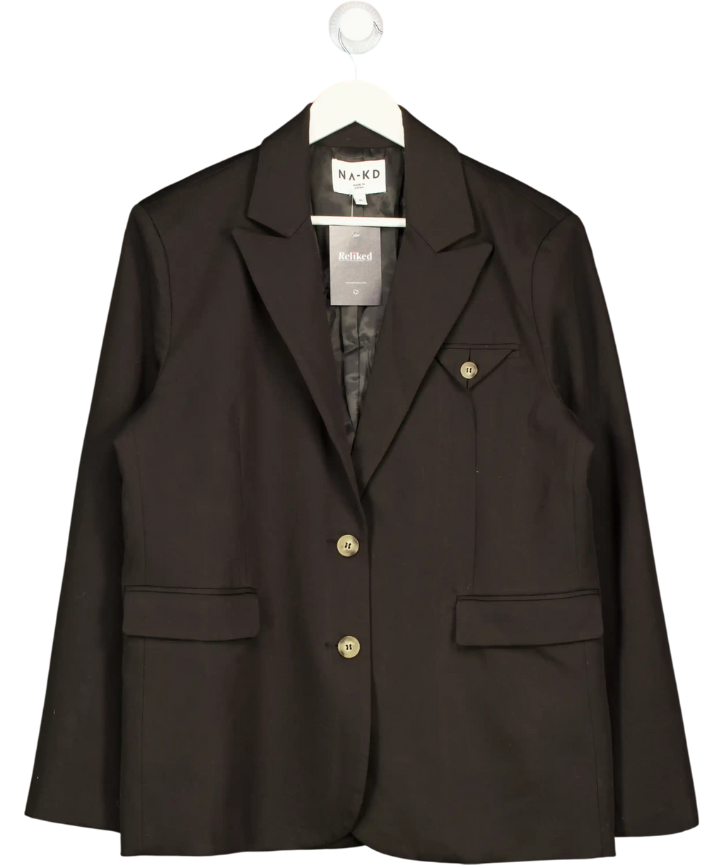 NA-KD Black Oversized Pocket Detail Blazer Size Eur 36 UK 8