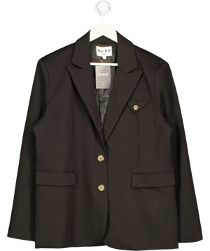 NA-KD Black Oversized Pocket Detail Blazer Size Eur 36 UK 8
