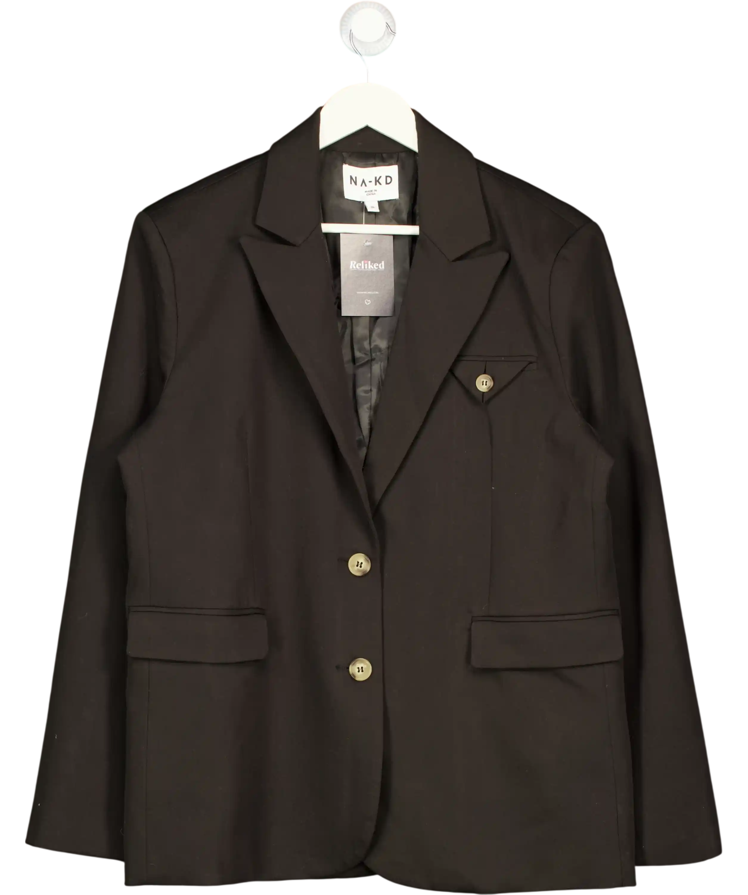 NA-KD Black Oversized Pocket Detail Blazer Size Eur 36 UK 8