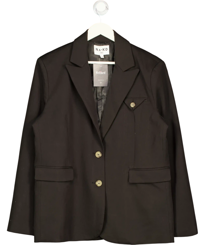 NA-KD Black Oversized Pocket Detail Blazer Size Eur 36 UK 8