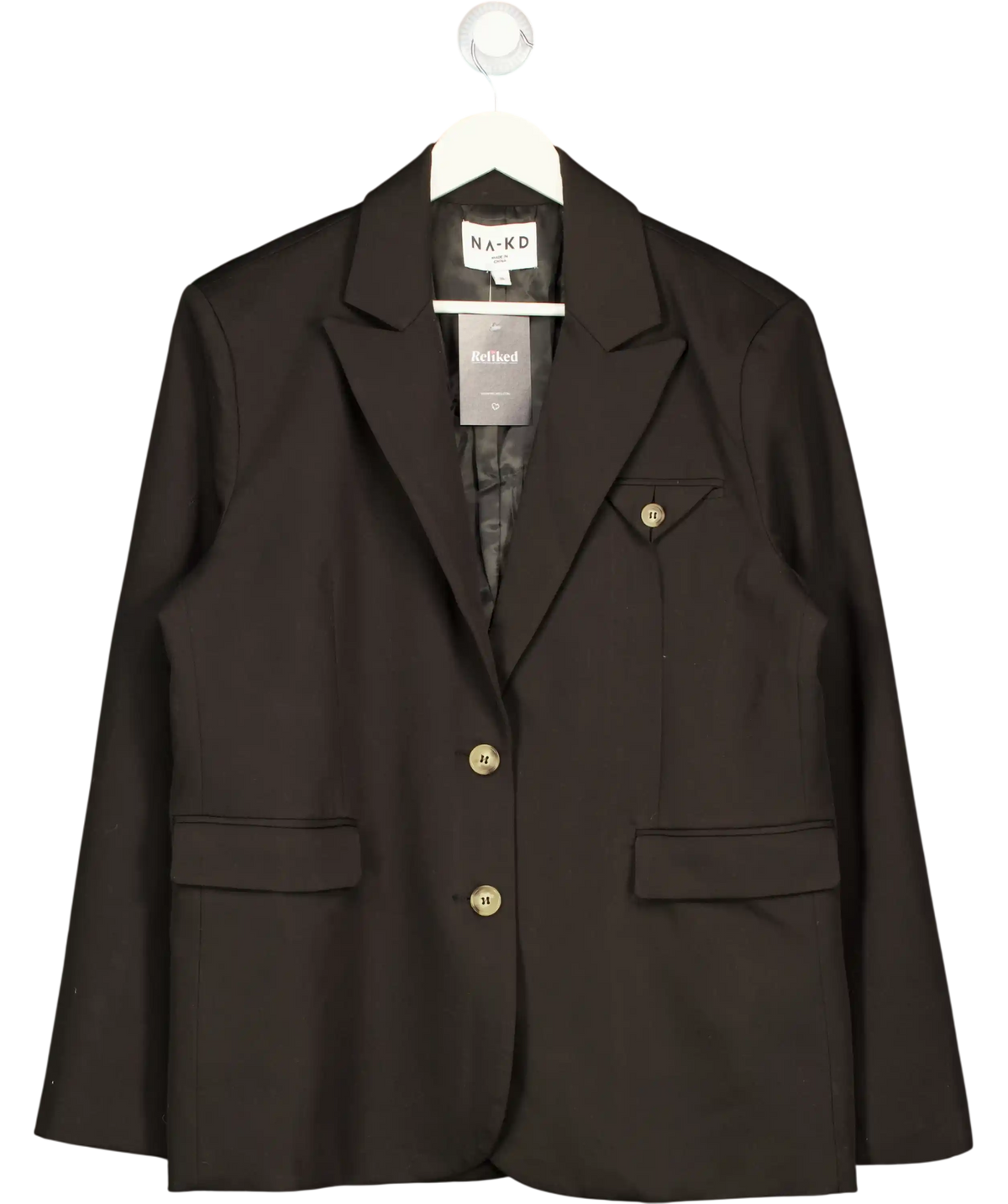 NA-KD Black Oversized Pocket Detail Blazer Size Eur 36 UK 8