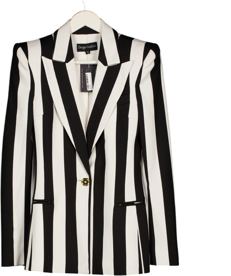 SERGIO HUDSON Black & White  Striped Stretch-crepe Blazer Us4 UK 8