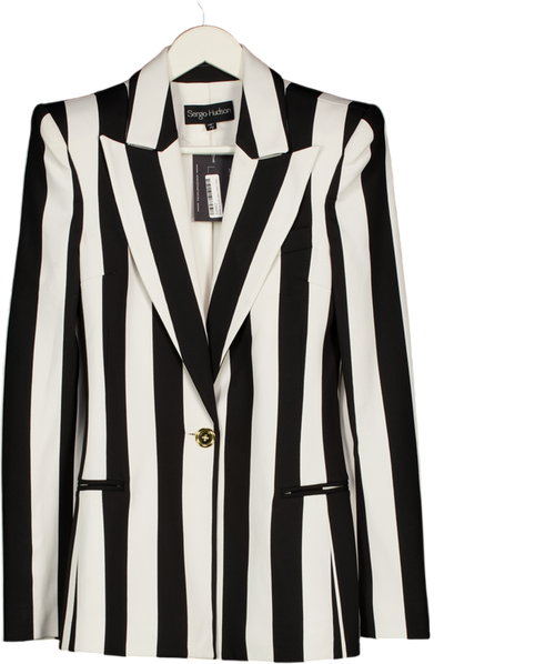 SERGIO HUDSON Black & White  Striped Stretch-crepe Blazer Us4 UK 8