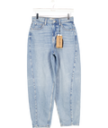 THREADBARE Blue Barrel Leg Jeans In Light Wash UK 8