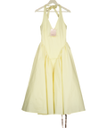 HOUSE OF CB Lemon Yellow Marilyn Halterneck Stretch-cotton Midi Dress UK M