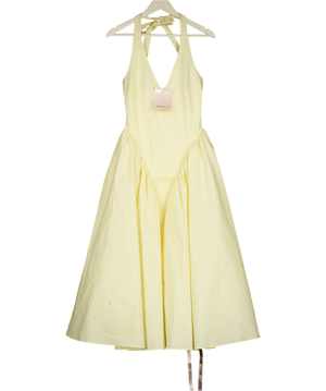 HOUSE OF CB Lemon Yellow Marilyn Halterneck Stretch-cotton Midi Dress UK M