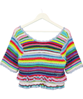 GANNI Multicoloured Top In Striped Crochet UK S