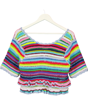 GANNI Multicoloured Top In Striped Crochet UK S