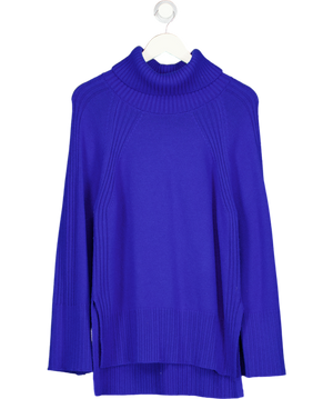 REISS Blue Florere Supersoft Cashmere Mix Oversize Roll Neck Jumper UK S