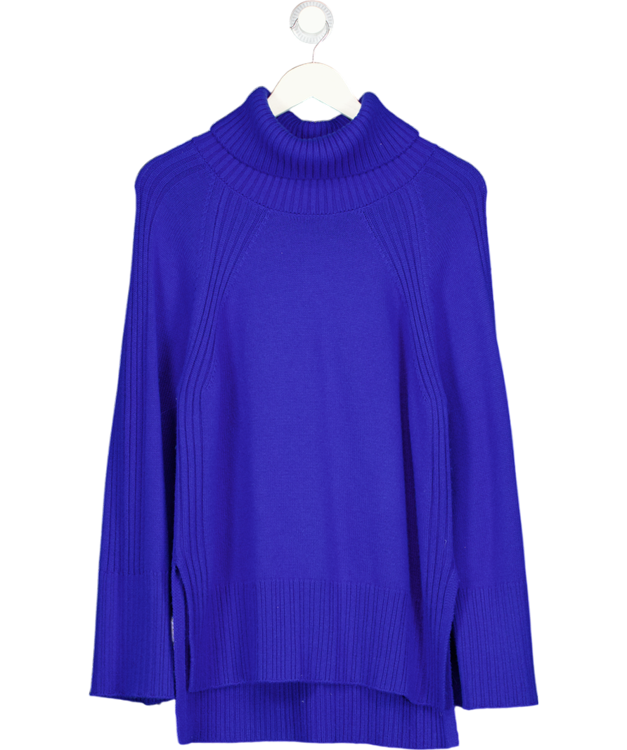 REISS Blue Florere Supersoft Cashmere Mix Oversize Roll Neck Jumper UK S