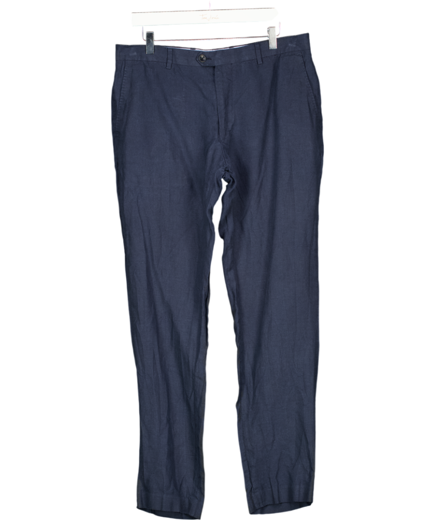 CHARLES TYRWHITT Clim Fit Pure Linen Trousers – Navy Blue 32l W34