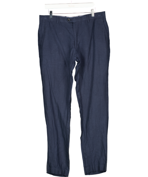 CHARLES TYRWHITT Clim Fit Pure Linen Trousers – Navy Blue 32l W34