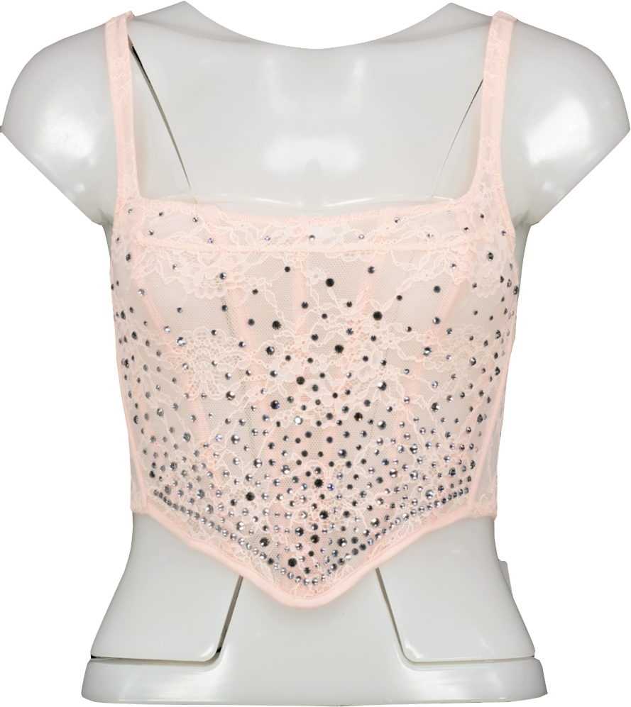 Victoria's Secret Pink Embellished Lace Corset Top BNWT UK XS