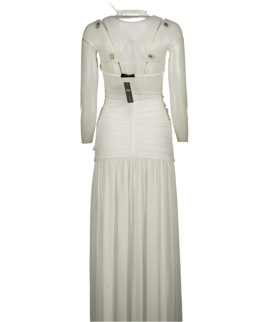 WHITE FOX White Cupped Detail Ruched Maxi Dress UK XS