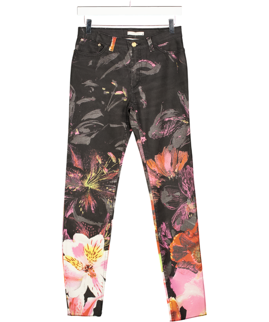 Roberto Cavalli Black Floral Renaissance Jeans UK XS