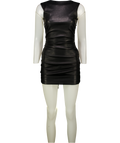 MISTRESS ROCKS Black Vegan Leather Open Back Mini Dress UK XS