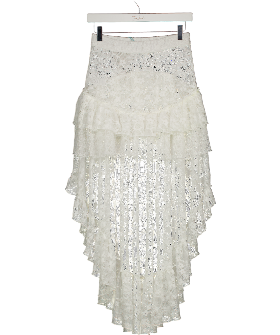 MY BEACHY SIDE White Lace High - Low Skirt UK S