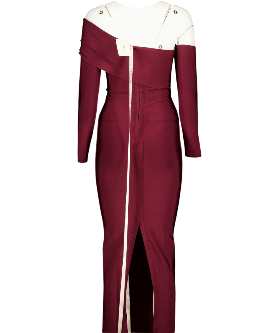 House of CB Nalani Burgundy Red Draped Shoulder Maxi Bandage Dress UK