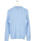 PARIJAN Sky Blue Taebaek Zipped Cable Knit Jumper UK M