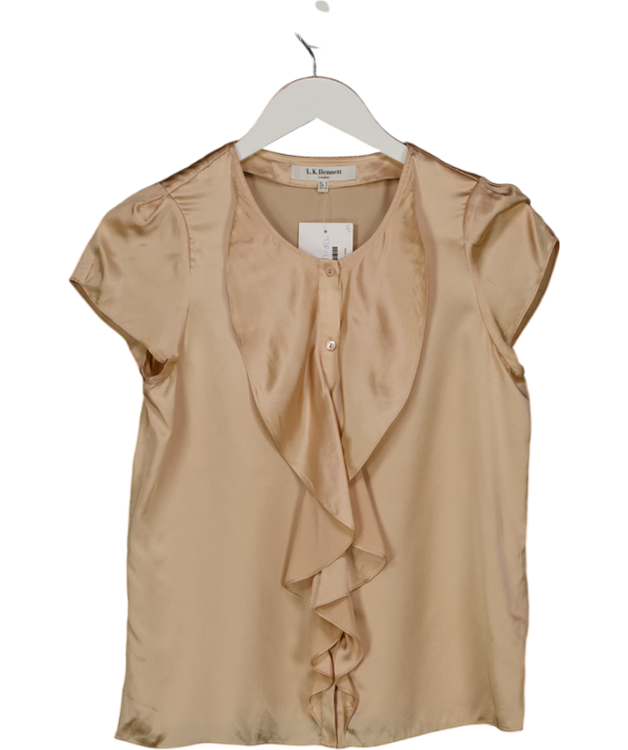 LK Bennett Beige 100% Silk Sleeveless Blouse UK 8