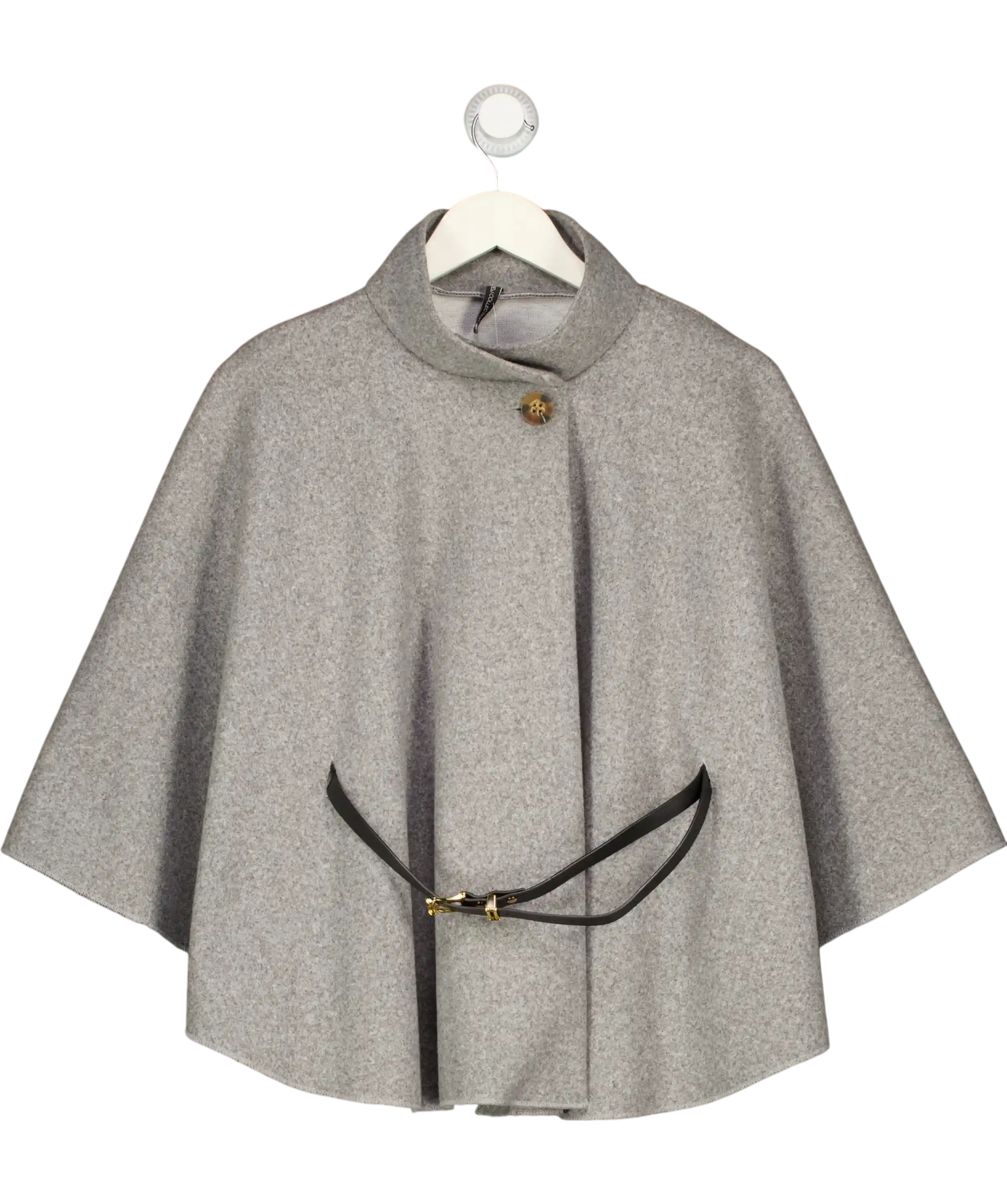 New Collection Grey Women's High Neck Belted Cape Jacket UK S