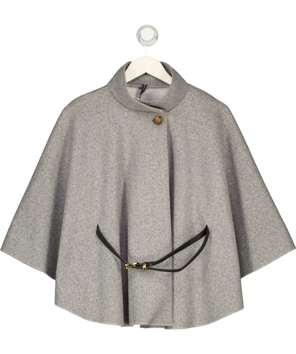 New Collection Grey Women's High Neck Belted Cape Jacket UK S