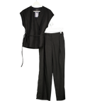 Massimo Dutti Black Linen Blend Kimono & Palazzo Trousers With Darts UK XS