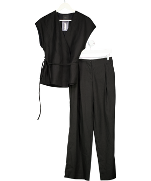 Massimo Dutti Black Linen Blend Kimono & Palazzo Trousers With Darts UK XS