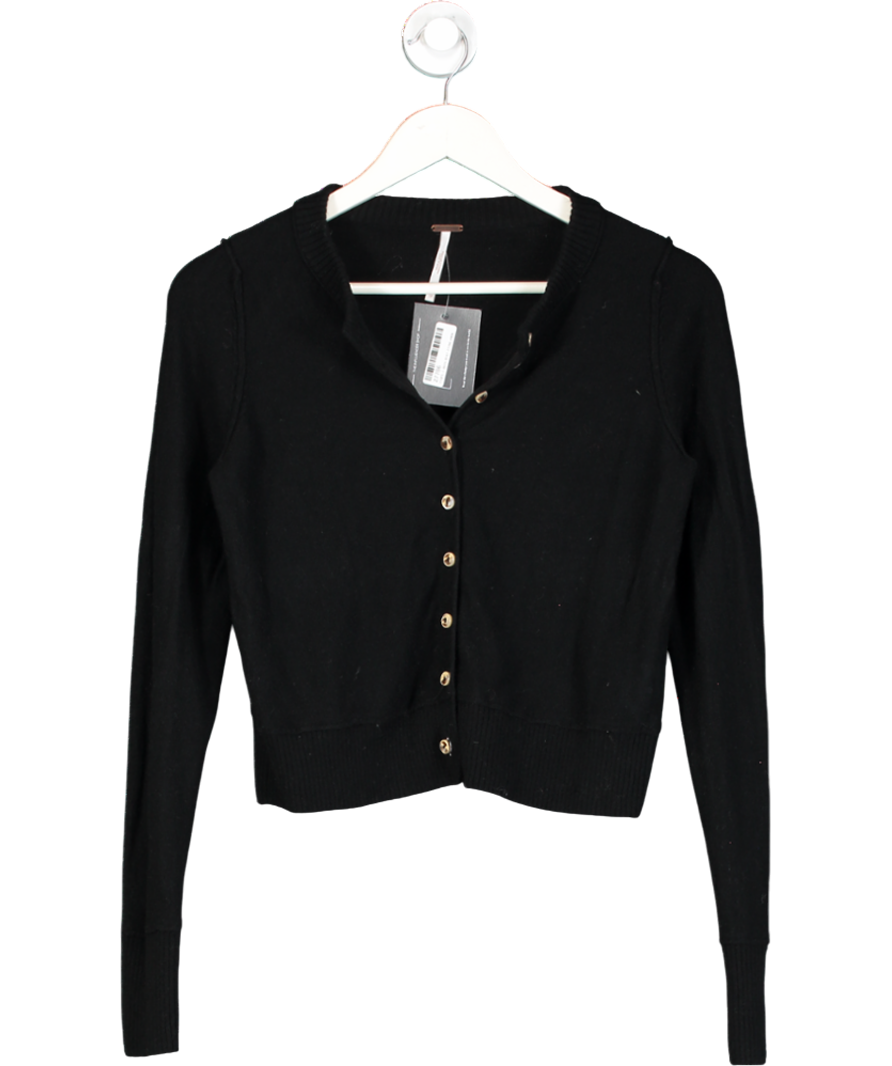 Free People Black Wool And Cashmere Blend Cardigan UK XS