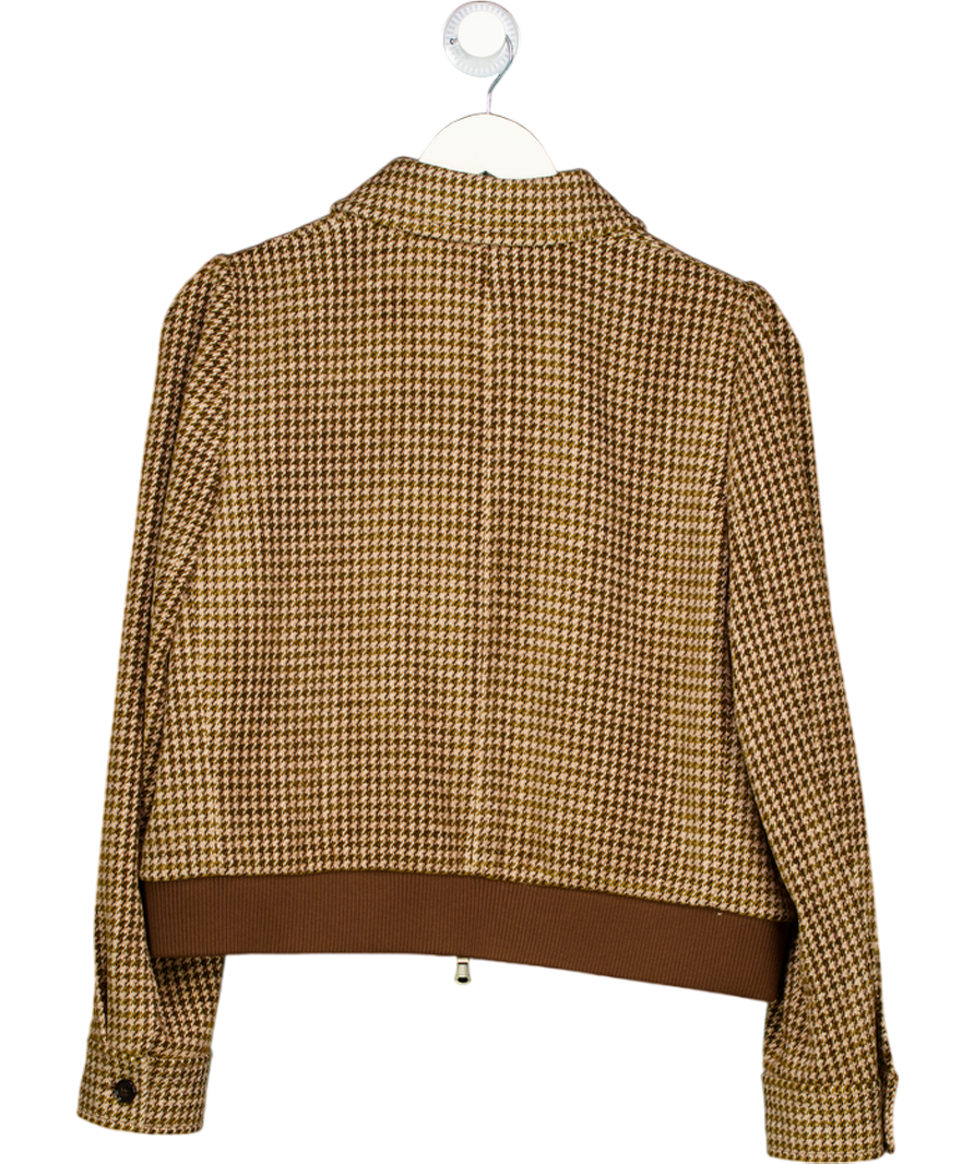 ME + EM Brown Heritage Bomber Jacket Italian Houndstooth UK 14