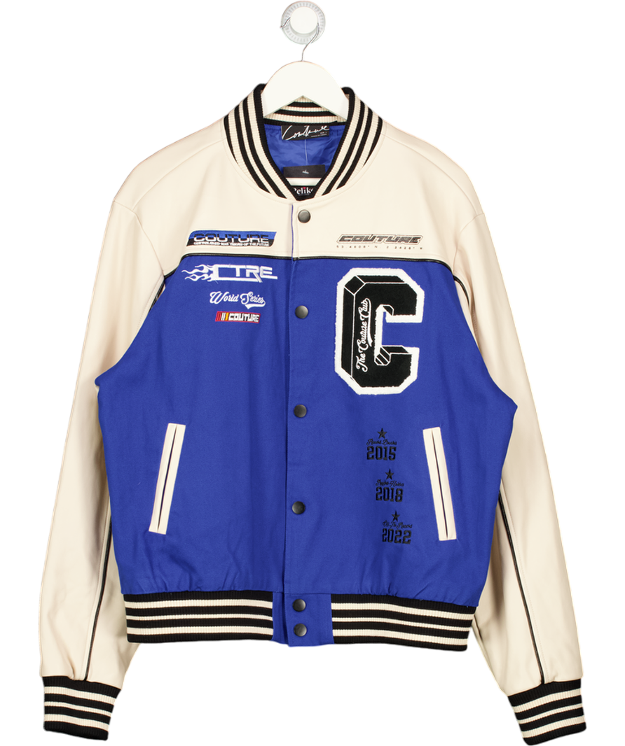 THE COUTURE CLUB Blue World Series Varsity Jacket UK L