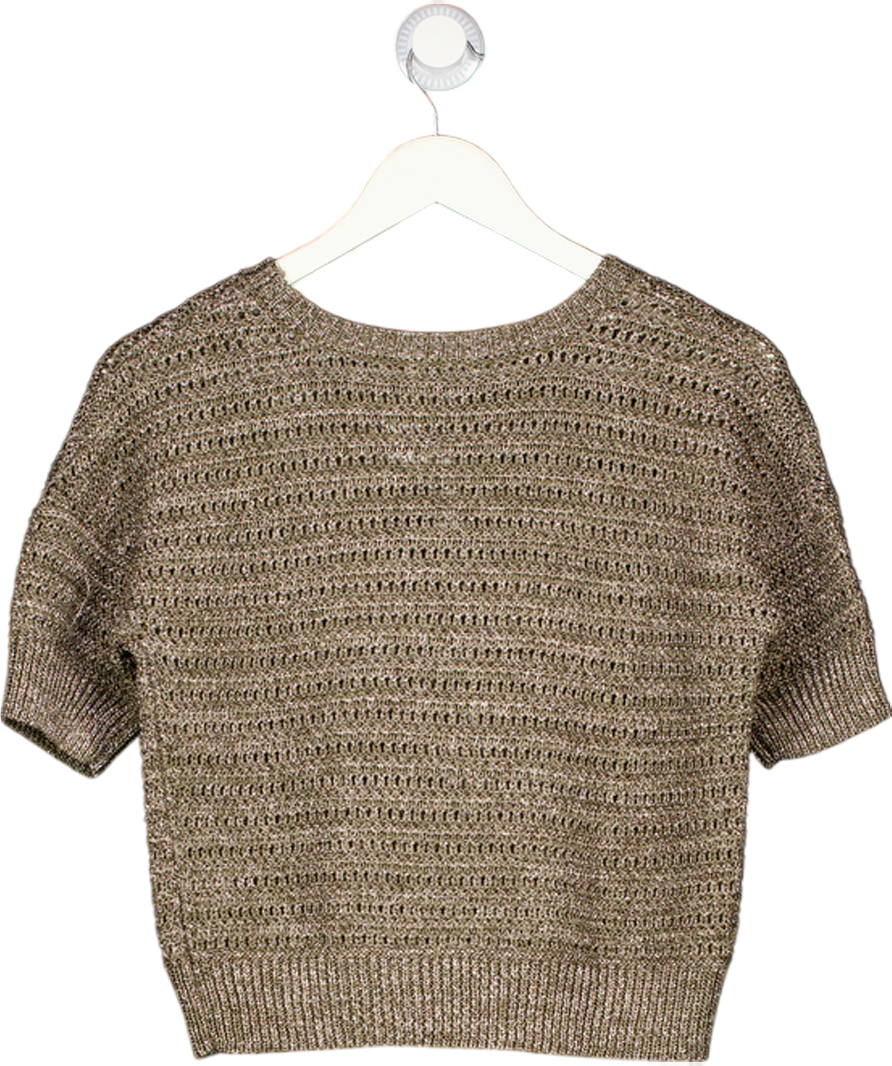 Whistles Metallic Green Sparkle Open Knit Jumper UK XS