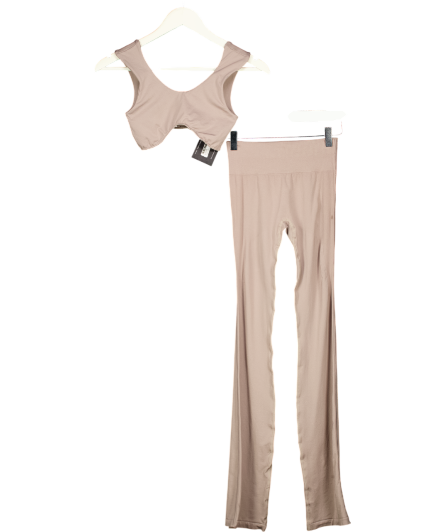 SEFI 2-piece Beige Activewear Bra & Leggings Set UK XS