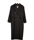 Karen Millen Black Italian Manteco Wool Blend Oversized Strong Shoulder Double Breasted Coat UK 10