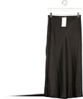 MANGO Black Midi Satin Skirt UK XXS