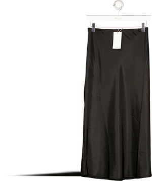 MANGO Black Midi Satin Skirt UK XXS
